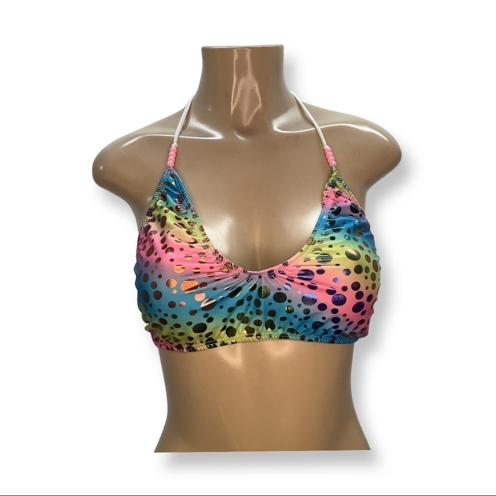 Indecent Proposal Size Small Beaded Metallic Crop Top With Tie. New
